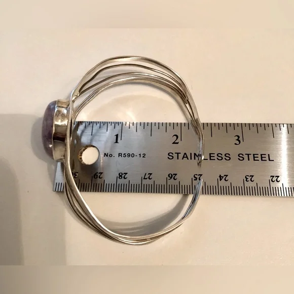 💜Sterling Silver Handcrafted Charoite Cuff Bracelet - Picture 9 of 13